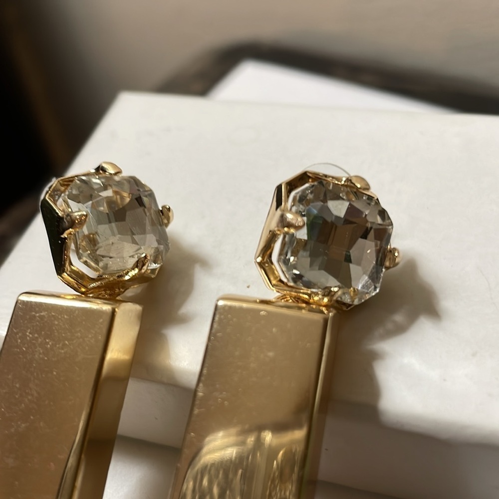 Zara Gold Rectangle Statement Earrings - image 5